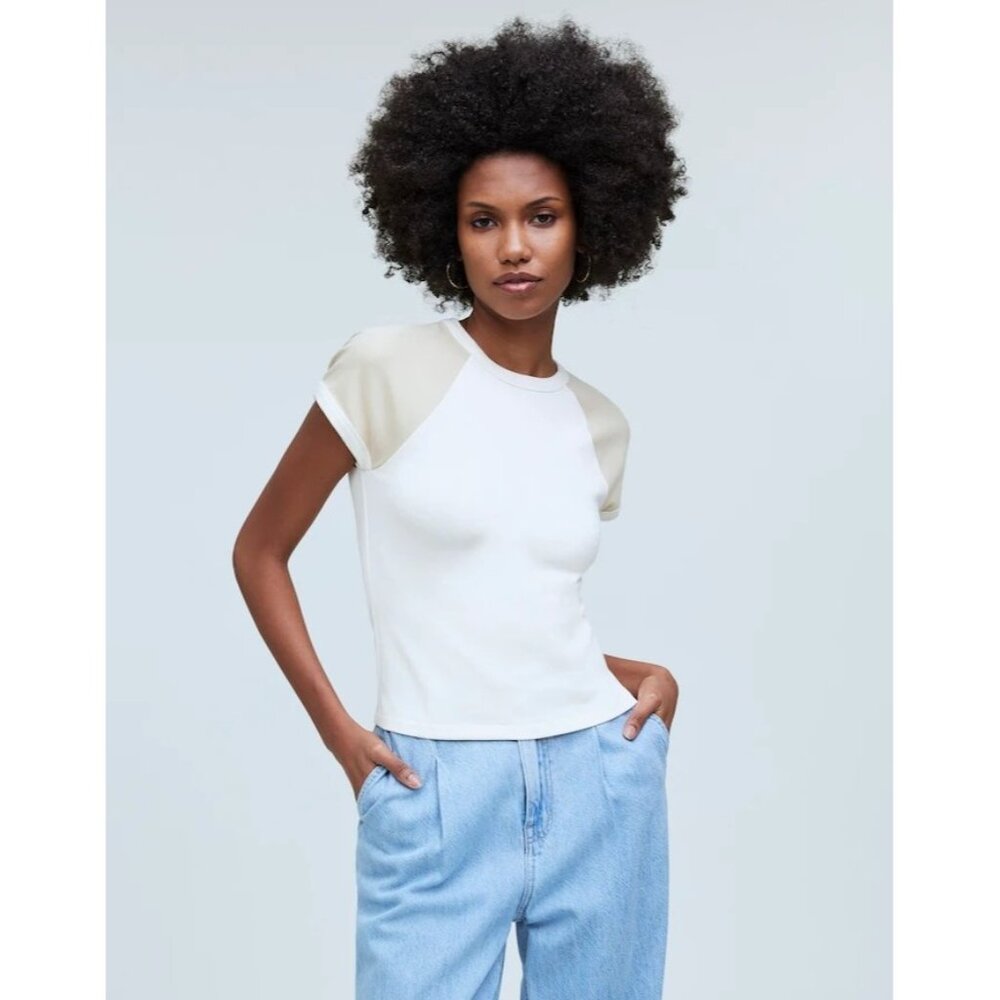 Madewell Raglan-Sleeve Baby Tee in Antique Cream